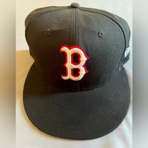 Boston Red Sox Hat New Era Snapback 59Fifty Black, White Logo Sz. 7 3/4